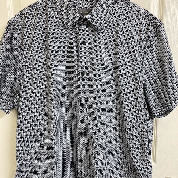 💼Mens Casual Short Sleeve Shirt by Calibrate. Geometric Pattern, Blue. XL - Picture 3 of 6